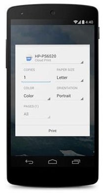 Aplicación de impresión de Android 4.4