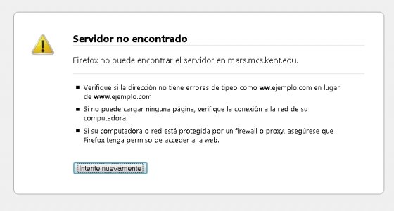 Pantalla de error al tratar de acceder a una web