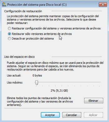 Activar protección del sistema