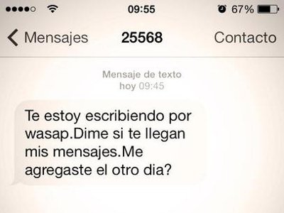 Imagen del fraude por SMS que se relaciona con WhatsApp