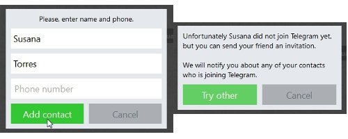 Telegram contactos