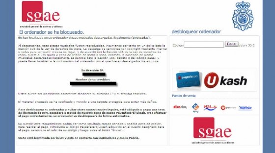 Capturas del virus SGAE