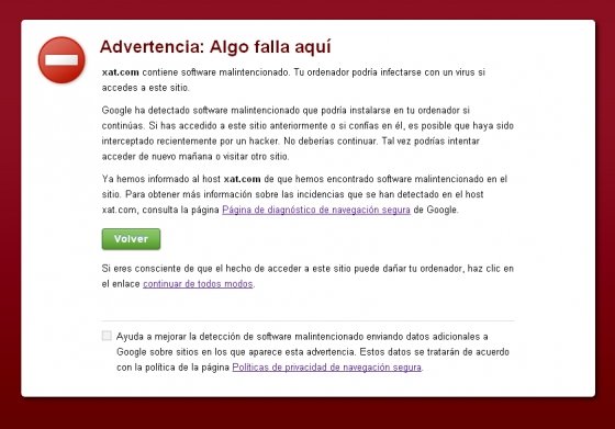 Mensaje de seguridad de Google Chrome