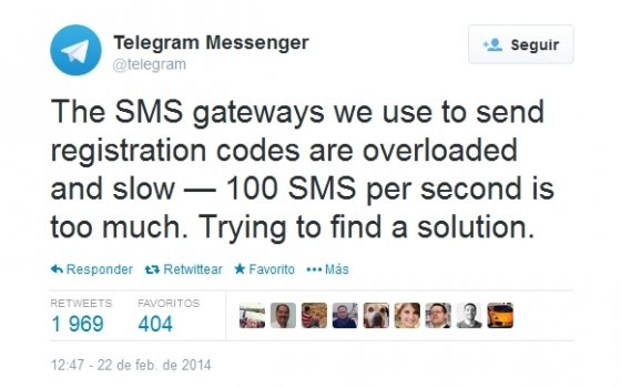 Tweet de Telegram explicando el fallo