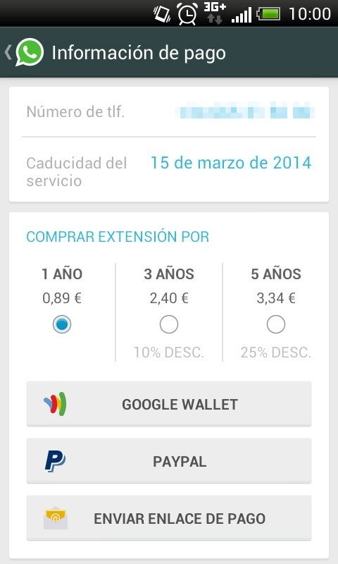Pago de WhatsApp