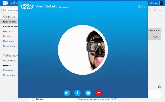 Establecimiento de videollamada en Skype a través de Outlook.com