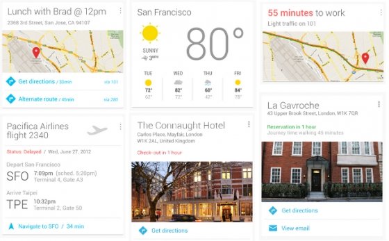 Algunas tarjetas de Google Now