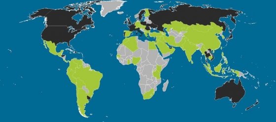 Mapa de navegación web móvil en el mundo