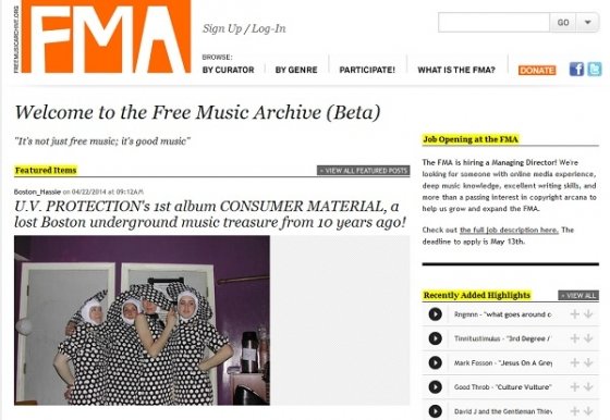 Interfaz de Free Stok Music