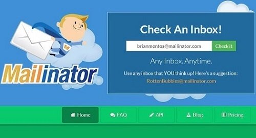 Interfaz de Mailinator