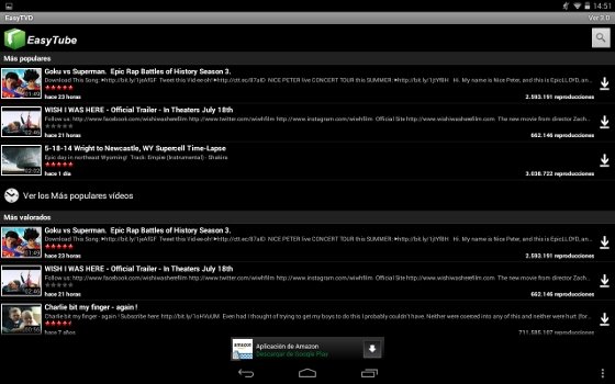 Captura EasyTube para descargar vídeos de YouTube desde Android