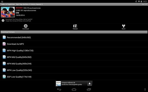 Captura EasyTube para descargar vídeos de YouTube desde Android