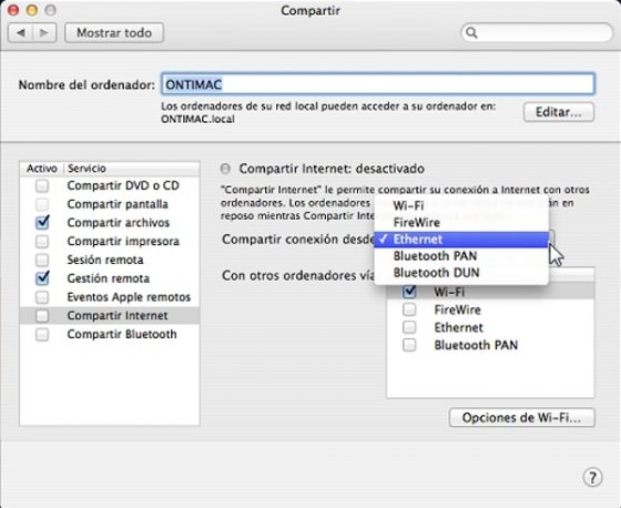 En Preferencias del Sistema encontrarás las opciones para compartir conexión a Internet desde un Mac