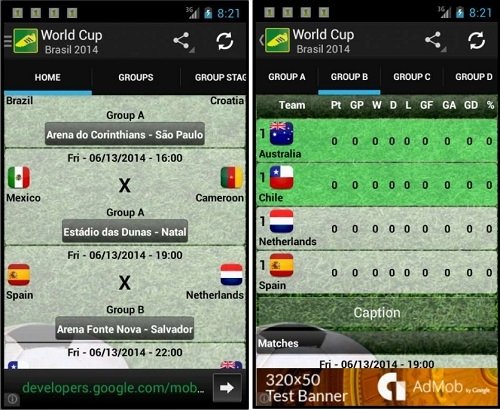 Interfaz de Copa Mundial Brasil 2014