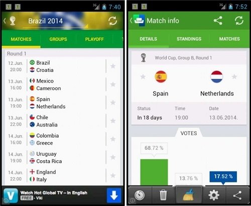 Interfaz de SofaScore Mundial 2014 Brasil