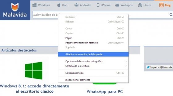 Click derecho sobre cuadro de búsqueda