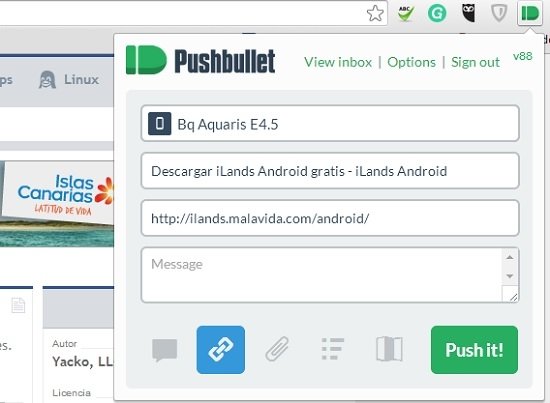 Compartir desde la extensión de Chrome