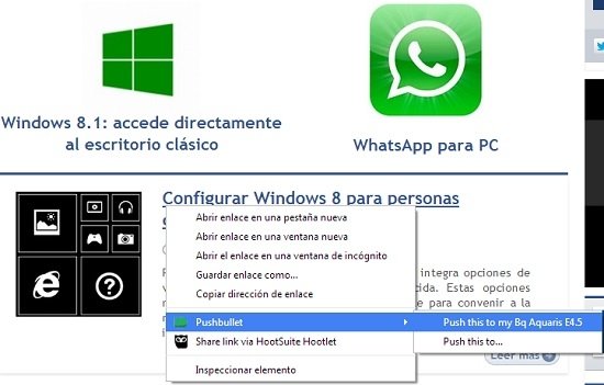 Compartir desde el menú contextual
