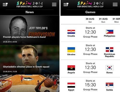 Interfaz de FIBA Game Center