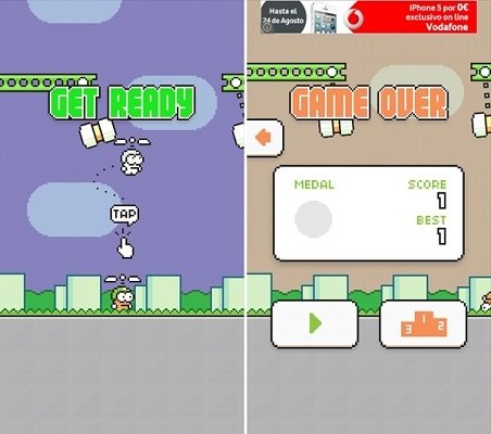 Pantalla de Swing Copters