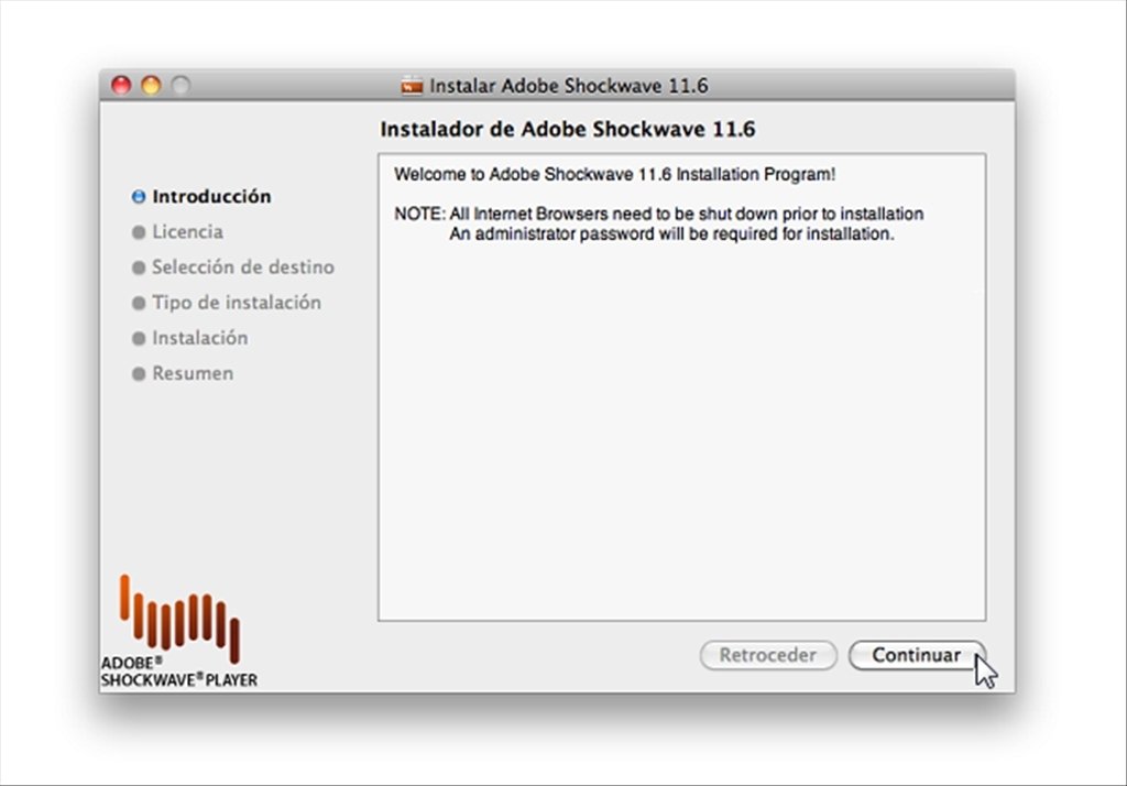 Adobe shockwave player 12.2 installation