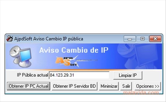 AjpdSoft Aviso Cambio IP p�blica  3.3.9.552 Espa�ol
