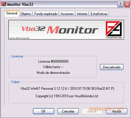 Antivirus VBA32 3.12.8.5 Rom�n�