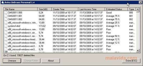 Avira UnErase Personal 1.4