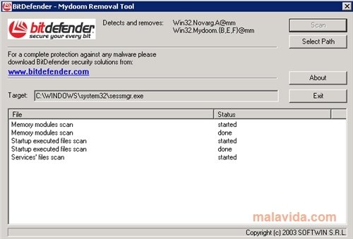 BitDefender Mydoom B Removal Engels