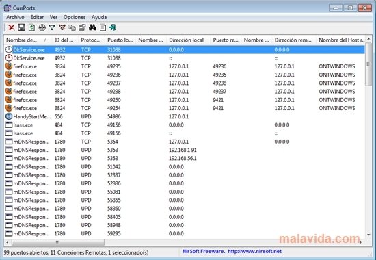 CurrPorts 1.55 Engels