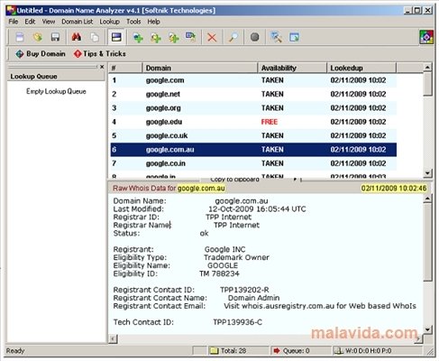 Domain Name Analyzer  4.1.022207 Ingl�s