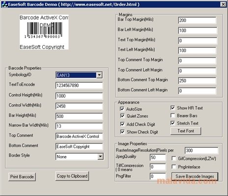 EaseSoft Barcode ActiveX Control 9.50.98.0