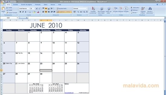 calendar template. Excel Calendar Template 1.4.2