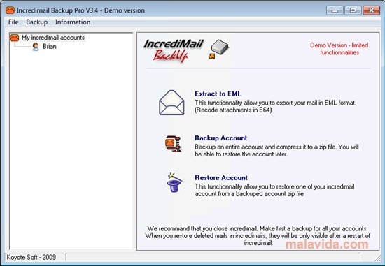 Incredimail backup PRO 4.0 Ingl�s