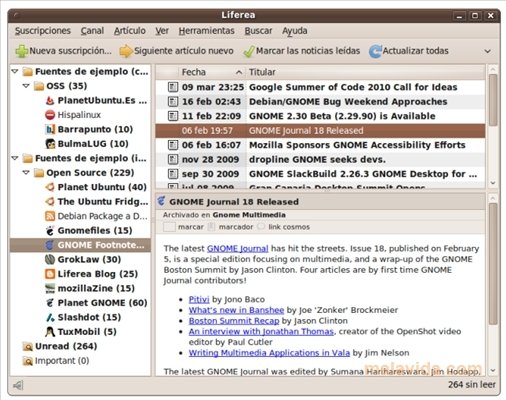 Liferea  1.6.4 Espa�ol
