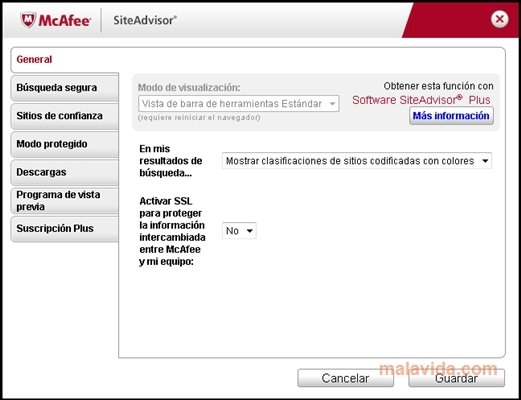 McAfee Site Advisor para Internet Explorer Ingl�s