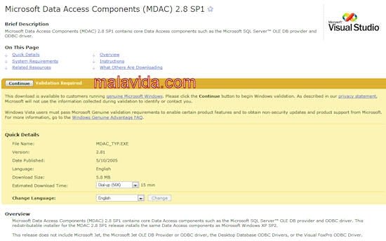 MDAC (Microsoft Data Access Components) 2.8 Service Pack 1 (SP1) Fran�ais