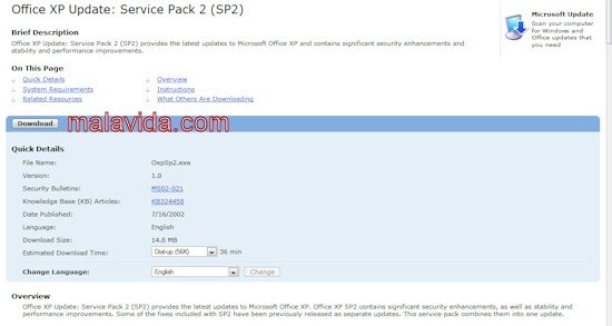 Office XP Service Pack 2 (SP2) Inglese