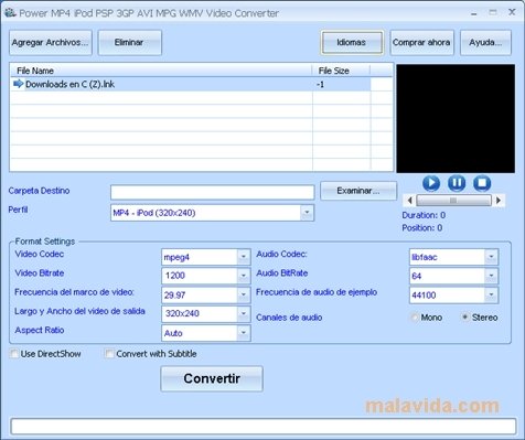 Power MP4 iPod PSP 3GP AVI MPG WMV Video Converter 9.3