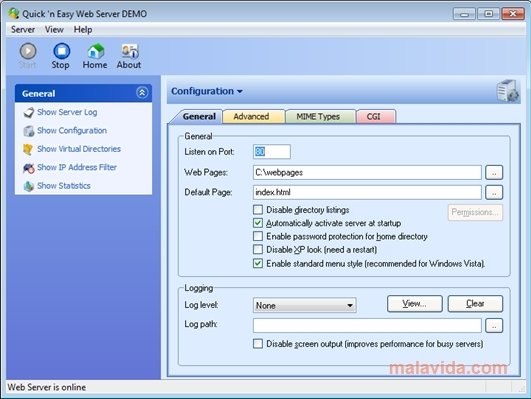 Quick'n Easy Web Server  Professional 3.3.5 Ingl�s