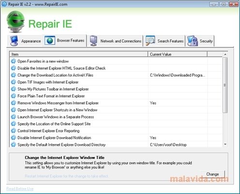 Repair IE 2.2