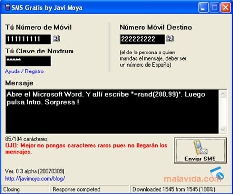 SMS Gratis 0.3 Espa�ol