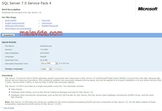 SQL Server 7.0 Service Pack 4 (SP4) Ingl�s