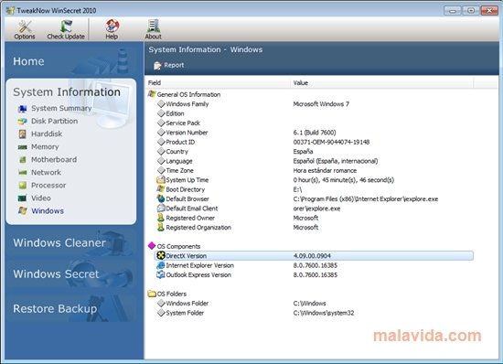 TweakNow WinSecret 1.5.5 Engelska