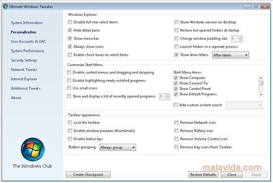 Ultimate Windows Tweaker 2.0