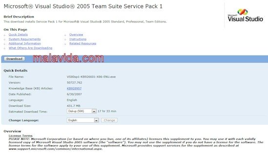 Visual Studio 2005 Team Suite Service Pack 1 Engelska