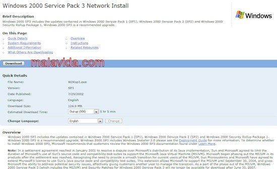 Windows 2000 Service Pack 3 Network Install (SP3) Engelsk