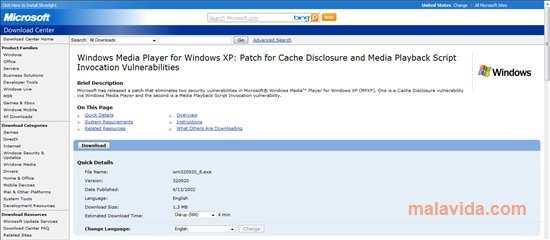 Windows Media Player for Windows XP: Patch for Cache Disclosure and Media Playback Script Invocation Ingl�s