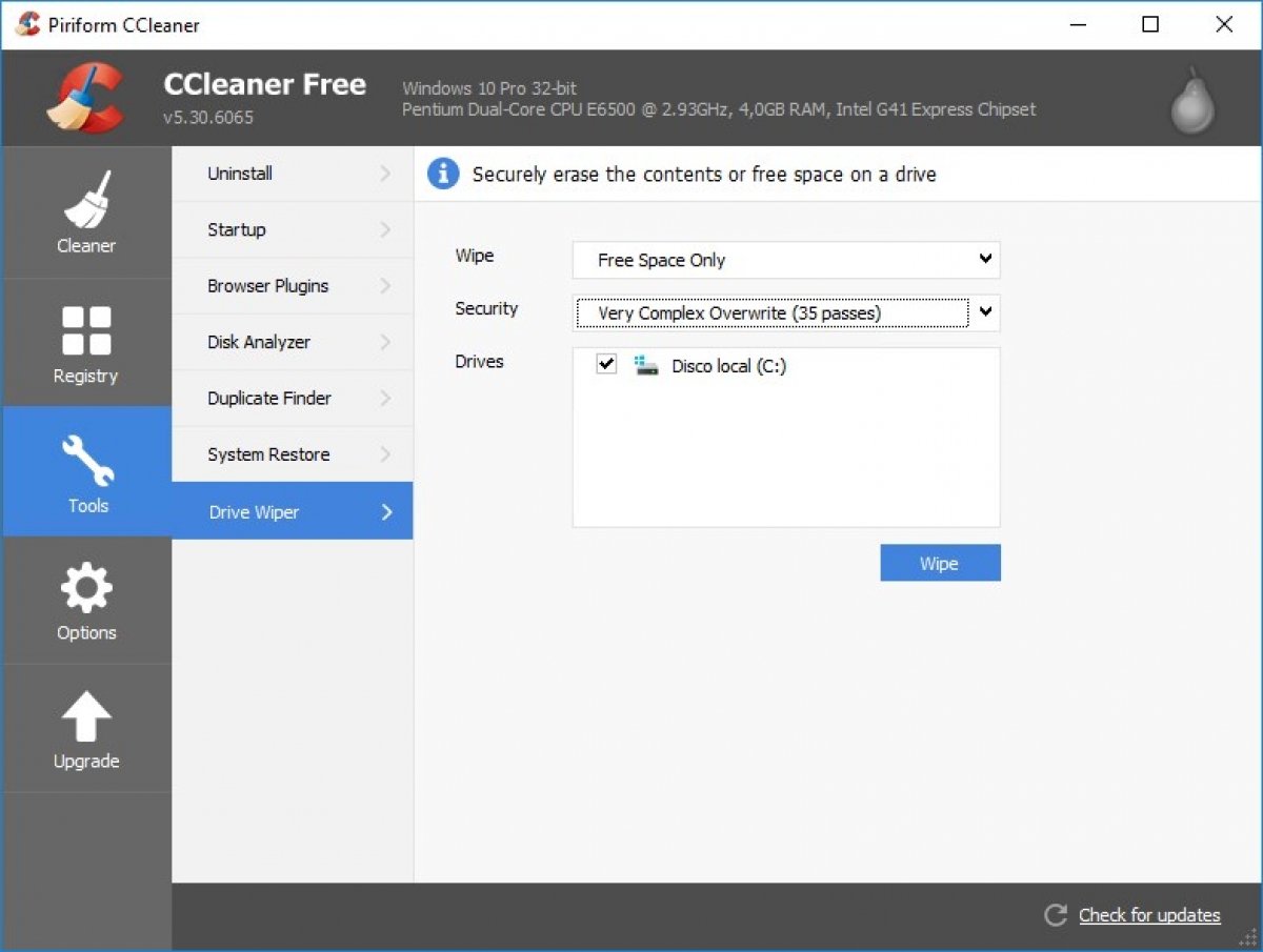 Cómo hacer un borrado seguro con CCleaner