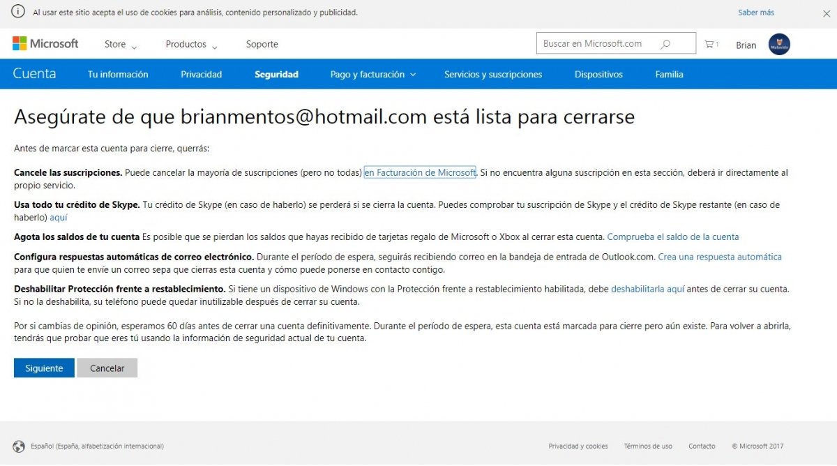 Cómo eliminar una cuenta de Hotmail